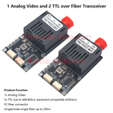 1 Analog Video with 2 TTL over Fiber Optical Transceiver Module TX 1310 RX 1550nm FC Singlemode up 20Km